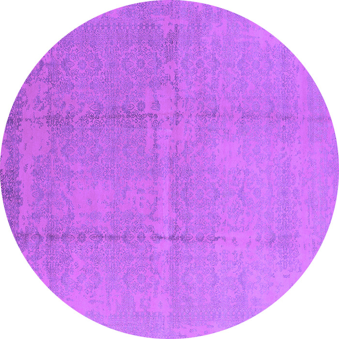 Round Oriental Purple Industrial Rug, urb1462pur