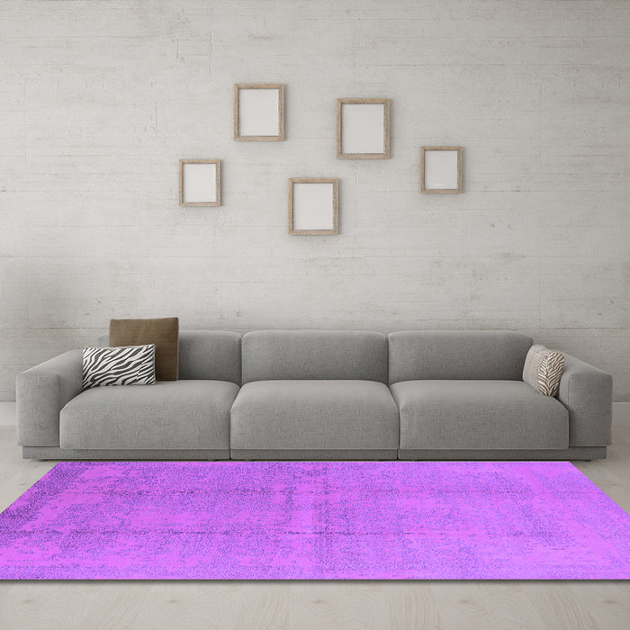 Machine Washable Oriental Purple Industrial Area Rugs in a Living Room, wshurb1462pur