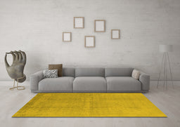 Machine Washable Oriental Yellow Industrial Rug in a Living Room, wshurb1462yw