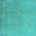 Square Oriental Turquoise Industrial Rug, urb1462turq