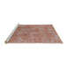 Sideview of Machine Washable Industrial Modern Silver Pink Rug, wshurb1463