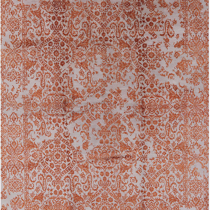 Mid-Century Modern Silver Pink Oriental Rug, urb1463