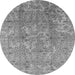 Round Machine Washable Oriental Gray Industrial Rug, wshurb1463gry