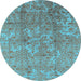 Round Oriental Light Blue Industrial Rug, urb1463lblu