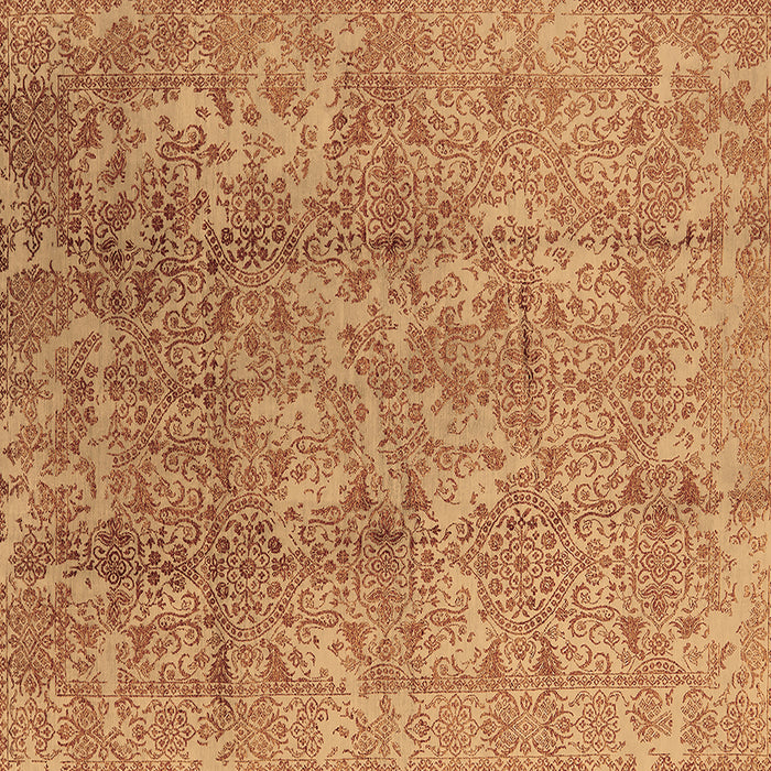 Square Machine Washable Oriental Brown Industrial Rug, wshurb1463brn