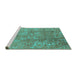 Sideview of Machine Washable Oriental Turquoise Industrial Area Rugs, wshurb1463turq