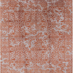 Square Mid-Century Modern Silver Pink Oriental Rug, urb1463