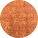 Round Machine Washable Oriental Orange Industrial Area Rugs, wshurb1463org