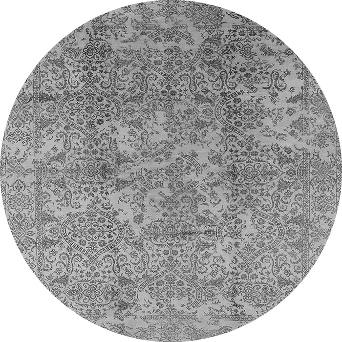 Round Oriental Gray Industrial Rug, urb1463gry