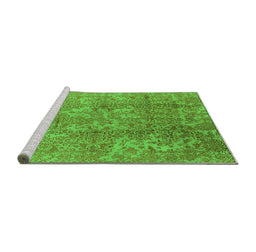 Sideview of Machine Washable Oriental Green Industrial Area Rugs, wshurb1463grn