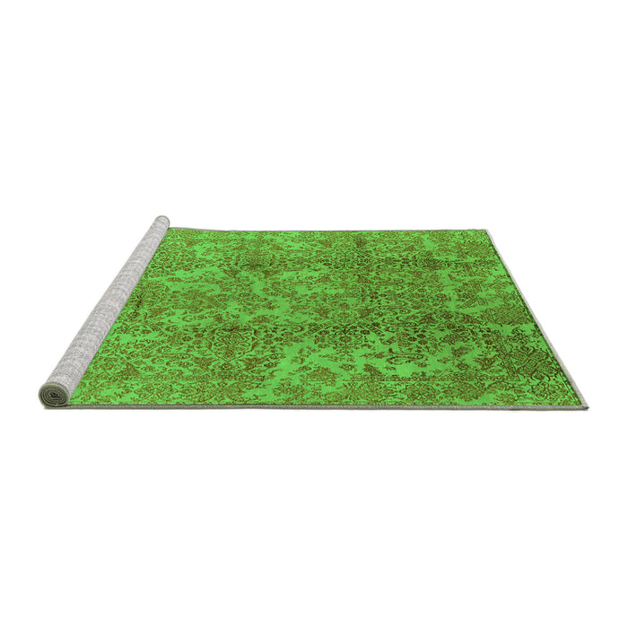 Sideview of Machine Washable Oriental Green Industrial Area Rugs, wshurb1463grn