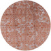 Round Mid-Century Modern Silver Pink Oriental Rug, urb1463