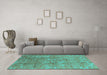 Machine Washable Oriental Turquoise Industrial Area Rugs in a Living Room,, wshurb1463turq