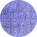 Round Oriental Blue Industrial Rug, urb1463blu