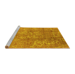 Sideview of Machine Washable Oriental Yellow Industrial Rug, wshurb1463yw
