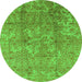 Round Oriental Green Industrial Rug, urb1463grn