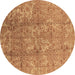 Round Oriental Brown Industrial Rug, urb1463brn