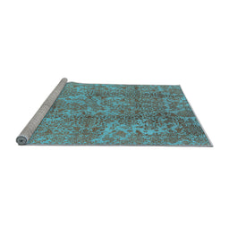 Sideview of Machine Washable Oriental Light Blue Industrial Rug, wshurb1463lblu