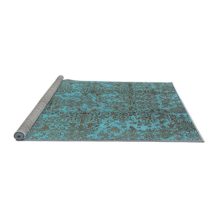 Sideview of Machine Washable Oriental Light Blue Industrial Rug, wshurb1463lblu