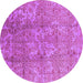 Round Oriental Purple Industrial Rug, urb1463pur