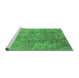Sideview of Machine Washable Oriental Emerald Green Industrial Area Rugs, wshurb1463emgrn