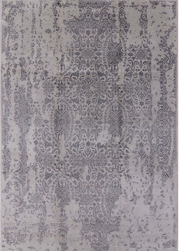 Mid-Century Modern Silver Pink Oriental Rug, urb1464