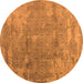 Round Machine Washable Oriental Orange Industrial Area Rugs, wshurb1464org