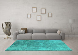 Machine Washable Oriental Turquoise Industrial Area Rugs in a Living Room,, wshurb1464turq