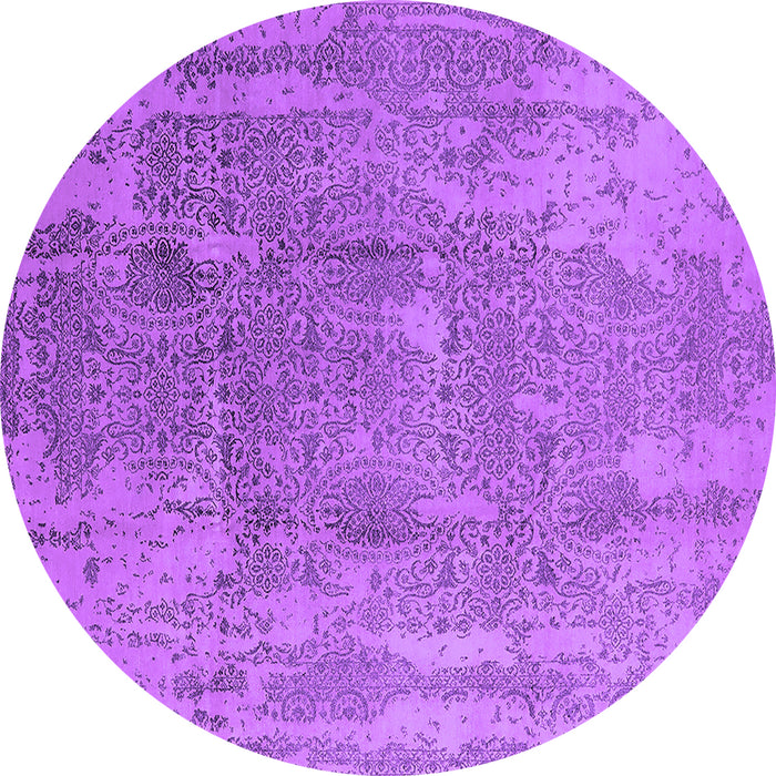 Round Machine Washable Oriental Purple Industrial Area Rugs, wshurb1464pur