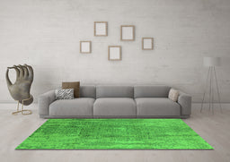 Machine Washable Oriental Green Industrial Area Rugs in a Living Room,, wshurb1464grn