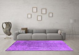 Machine Washable Oriental Purple Industrial Area Rugs in a Living Room, wshurb1464pur