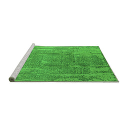 Sideview of Machine Washable Oriental Green Industrial Area Rugs, wshurb1464grn