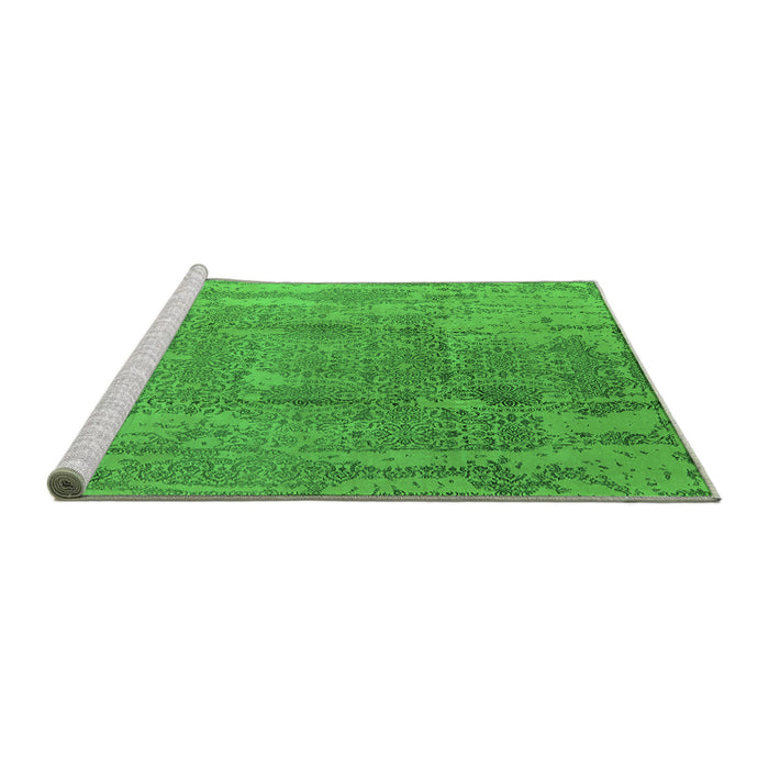 Sideview of Machine Washable Oriental Green Industrial Area Rugs, wshurb1464grn
