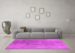 Machine Washable Oriental Pink Industrial Rug in a Living Room, wshurb1464pnk
