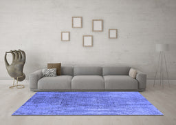 Machine Washable Oriental Blue Industrial Rug in a Living Room, wshurb1464blu