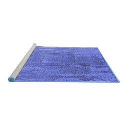 Sideview of Machine Washable Oriental Blue Industrial Rug, wshurb1464blu