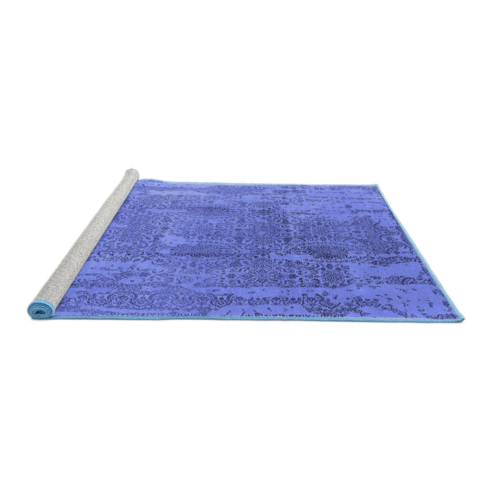 Sideview of Machine Washable Oriental Blue Industrial Rug, wshurb1464blu