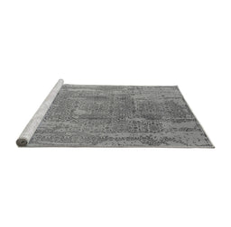 Sideview of Machine Washable Oriental Gray Industrial Rug, wshurb1464gry
