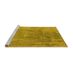 Sideview of Machine Washable Oriental Yellow Industrial Rug, wshurb1464yw