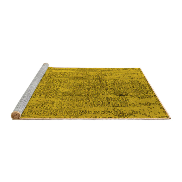 Sideview of Machine Washable Oriental Yellow Industrial Rug, wshurb1464yw