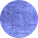 Round Oriental Blue Industrial Rug, urb1464blu