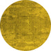 Round Oriental Yellow Industrial Rug, urb1464yw