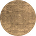 Round Oriental Brown Industrial Rug, urb1464brn