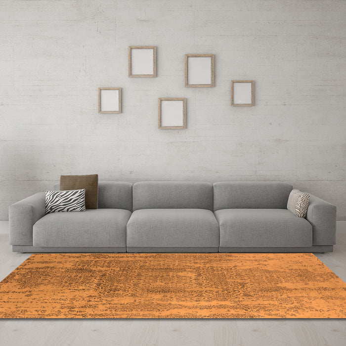 Machine Washable Oriental Orange Industrial Area Rugs in a Living Room, wshurb1464org