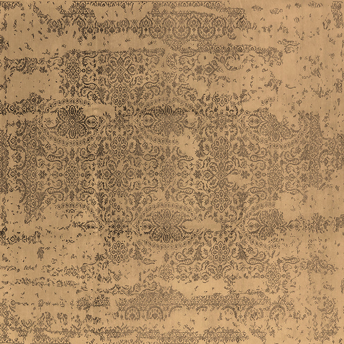 Square Machine Washable Oriental Brown Industrial Rug, wshurb1464brn