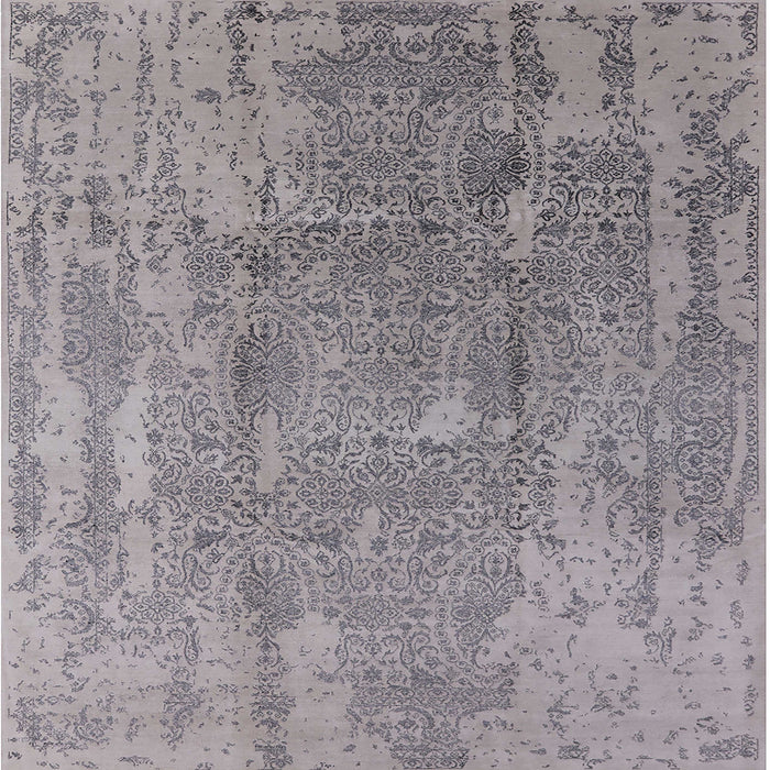 Square Machine Washable Industrial Modern Silver Pink Rug, wshurb1464