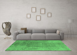 Machine Washable Oriental Emerald Green Industrial Area Rugs in a Living Room,, wshurb1464emgrn