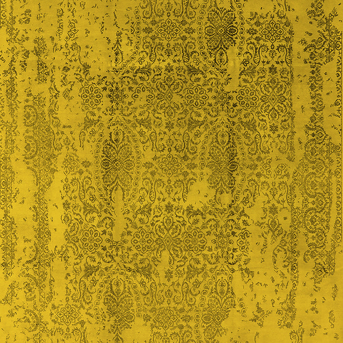 Machine Washable Oriental Yellow Industrial Rug, wshurb1464yw