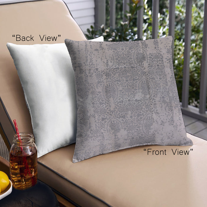 Front View of Mid-Century Modern Urban Square Silver Pink Throw Pillow, 18 inch by 18 inch, pwurb1464