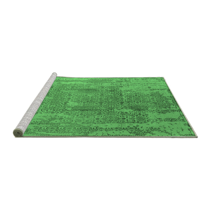 Sideview of Machine Washable Oriental Emerald Green Industrial Area Rugs, wshurb1464emgrn